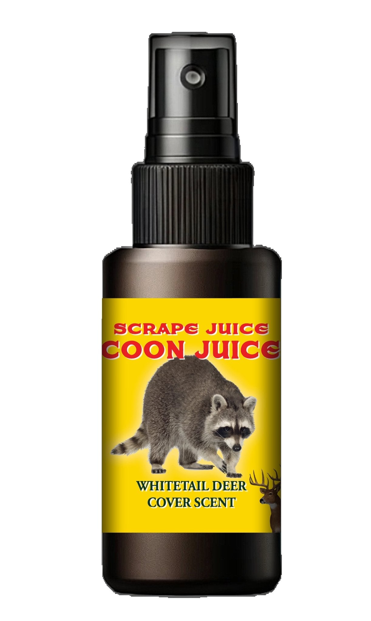 Coon scent for hunting - Top-rated all-natural cover scent by Scrape Juice - This product image showcases Coon scent, a premium all-natural cover scent by Scrape Juice, designed to mask human scent and improve hunting results. Essential for hunters needing reliable cover scents.