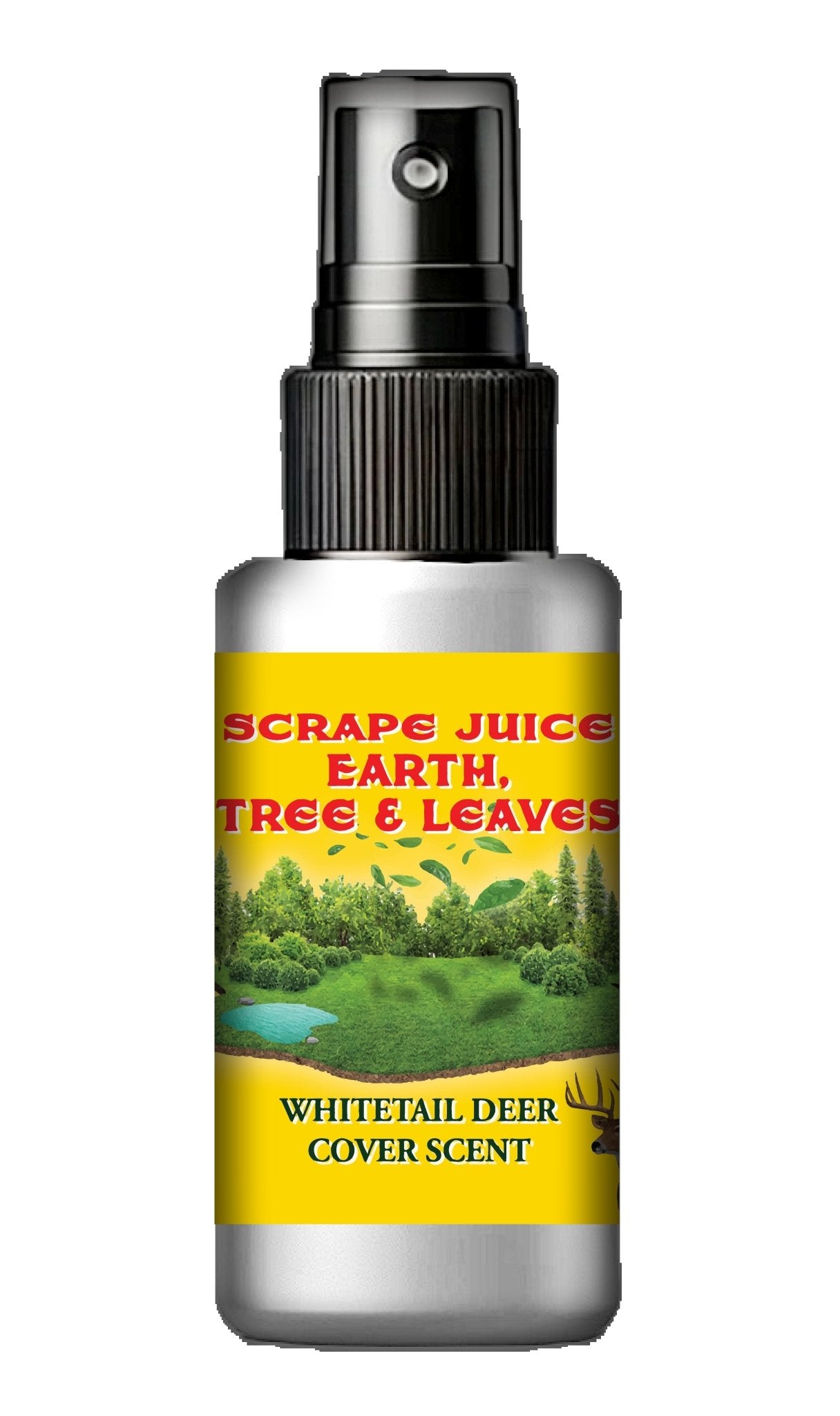 Earth, Tree, and Leaves scent for hunting - All-natural cover scent by Scrape Juice - This image features Earth, Tree, and Leaves scent, a natural cover scent by Scrape Juice, designed to effectively mask human odor and enhance hunting success. Ideal for hunters needing effective cover scents.