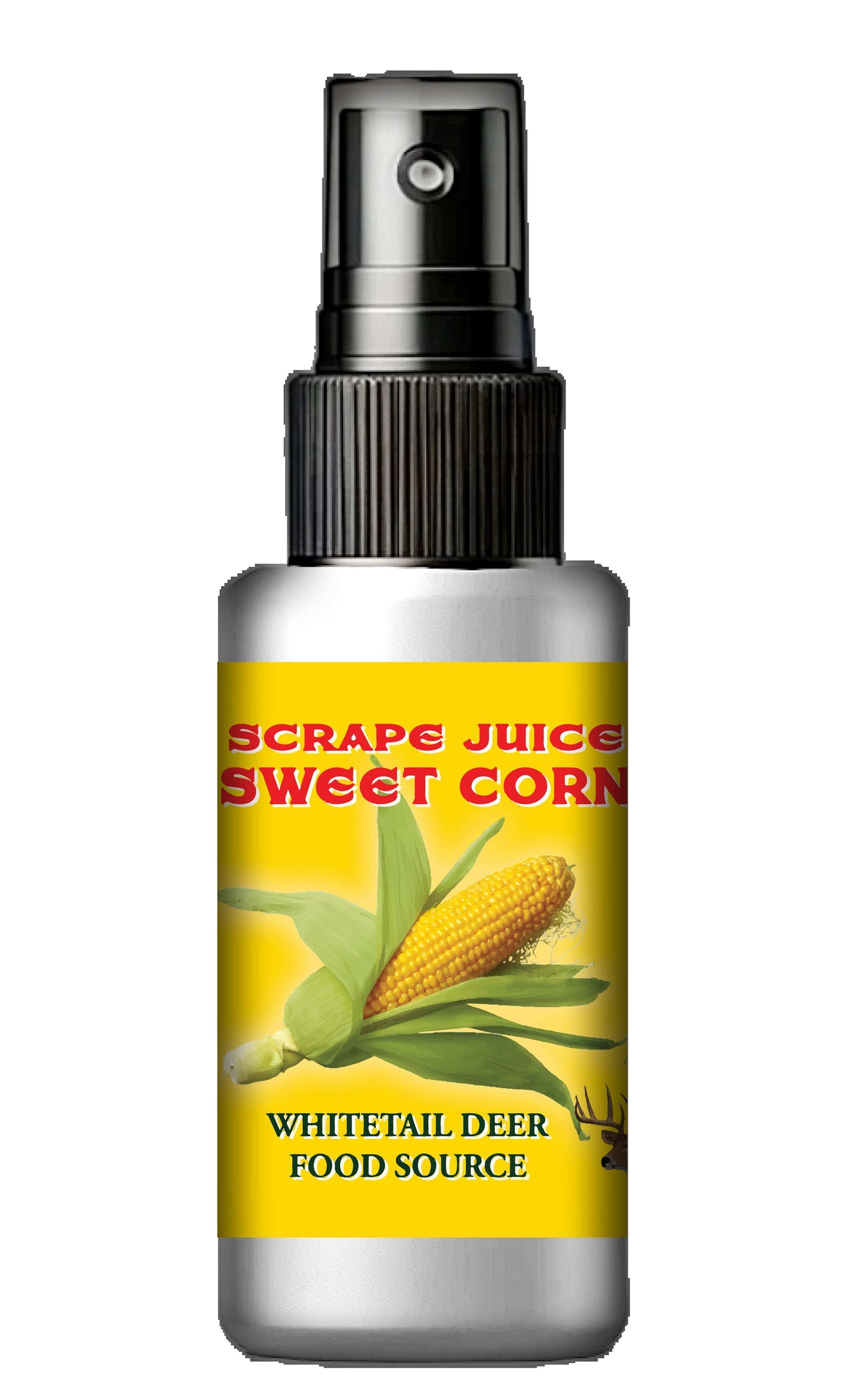 Sweet Corn scent for hunting - Effective all-natural food scent by Scrape Juice - This image highlights Sweet Corn scent, an all-natural food scent by Scrape Juice, used to attract deer and other wildlife. Perfect for hunters looking to lure game with natural scents.