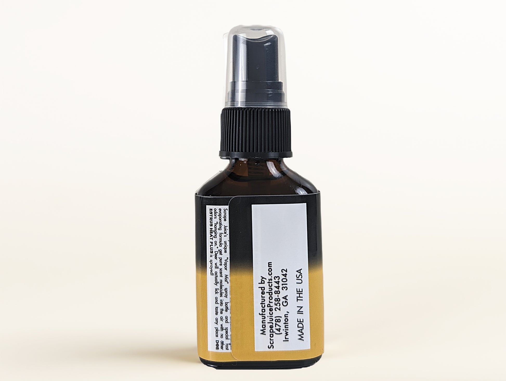 Scrape Juice Doe Estrus Heat Plus Deer Lure / Deer Scrape 1 FL OZ Back View Without Product Card Image Of Whitetail Buck Smelling Backside Of Whitetail Doe