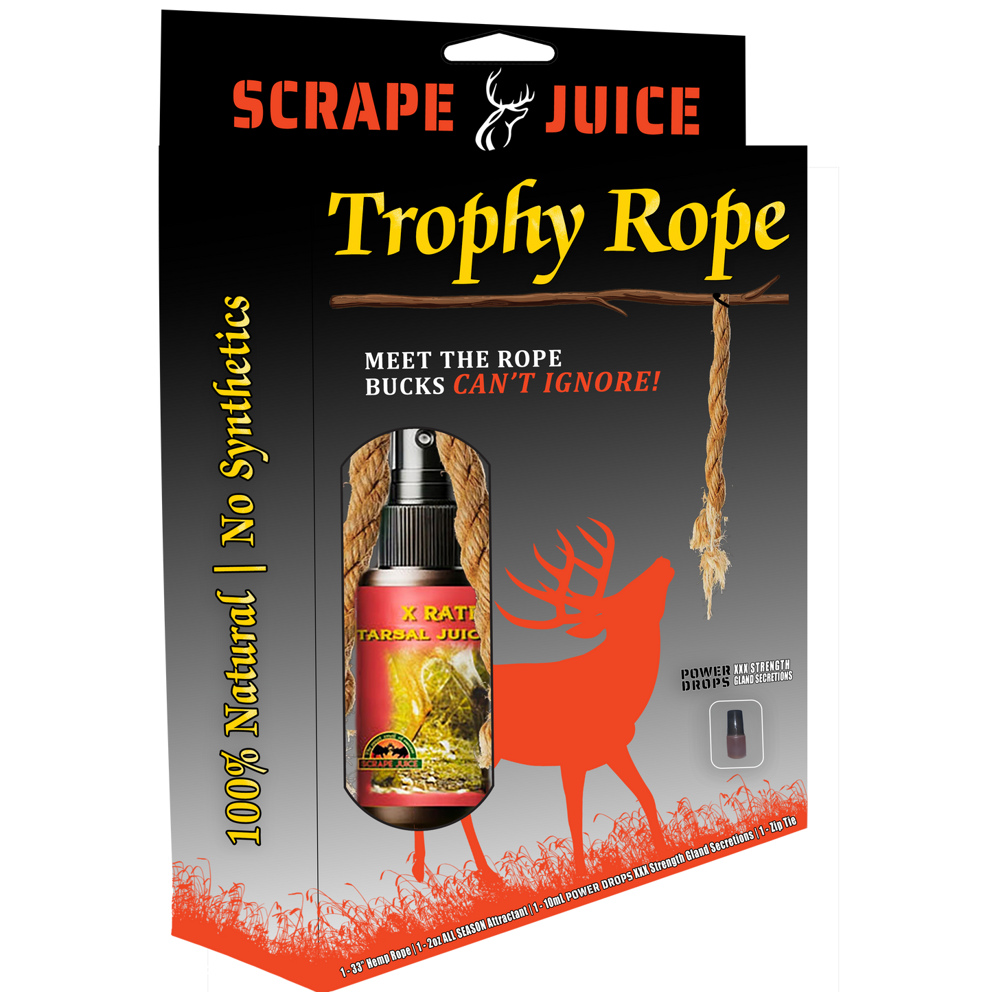 Trophy Rope - Hemp Rope, Deer Lure + Power Drops