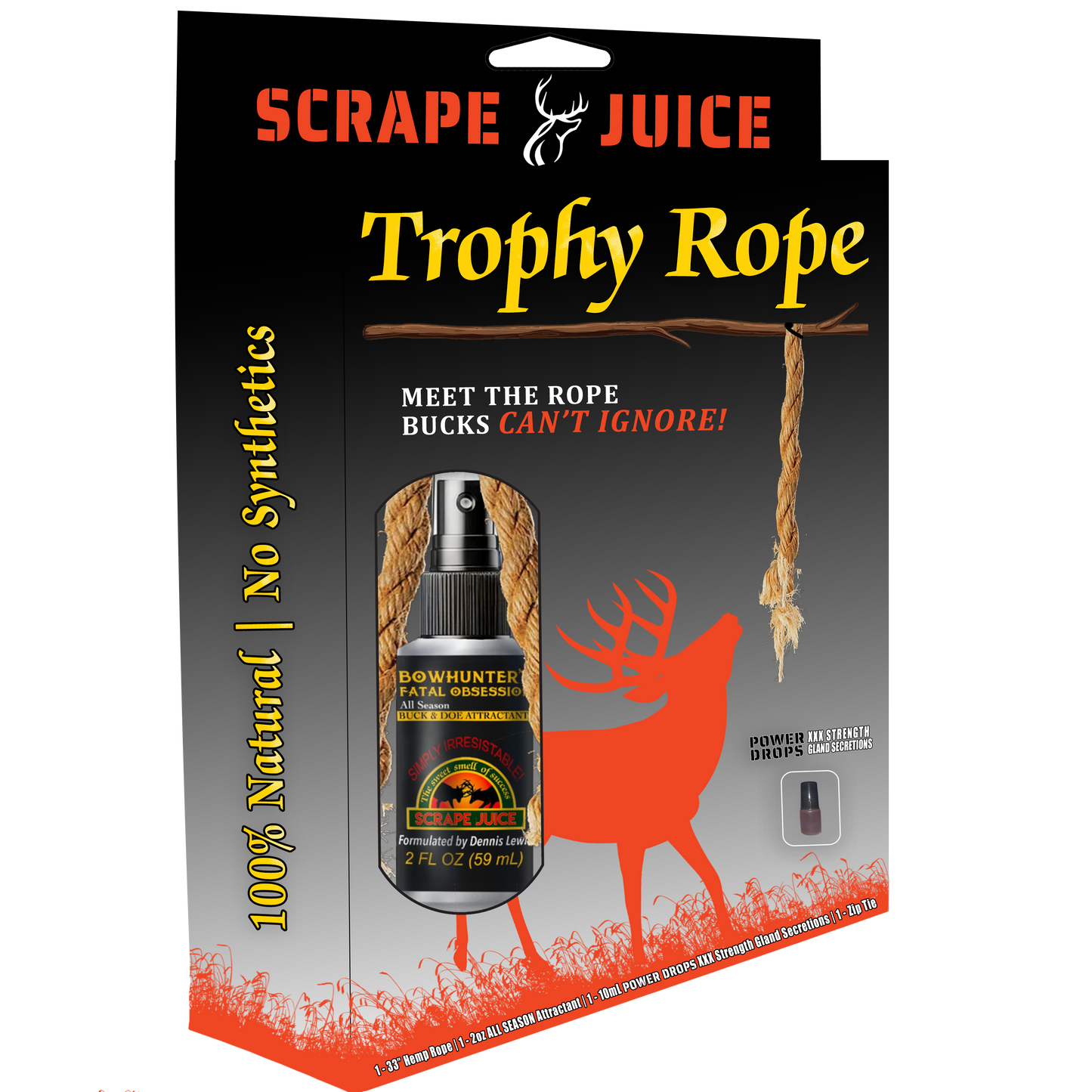 Trophy Rope - Hemp Rope, Deer Lure + Power Drops