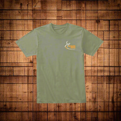 Short Sleeve Dark Olive Green | Scrape Juice Brand Logo - Orange/White